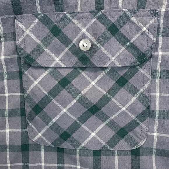 Vintage Big Mac Men's XLT Green Gray Plaid Workwear Shirt Rugged Utility USA 70s - Picture 5 of 14